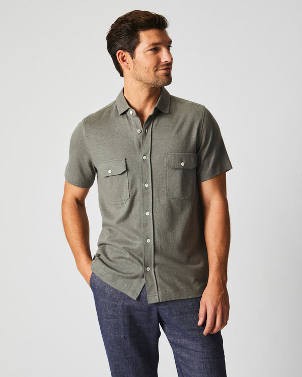 Billy Reid Men's Short Sleeve Hemp Cotton Knit Shirt By Billy Reid - Soft & Stylish