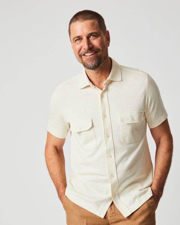 Billy Reid Men's Short Sleeve Hemp Cotton Knit Shirt By Billy Reid - Soft And Stylish