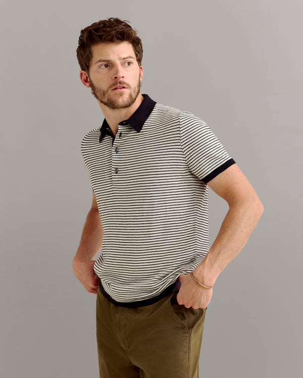 Billy Reid Men's Stripe Sweater Polo By Billy Reid - Luxurious Cotton Slim Fit