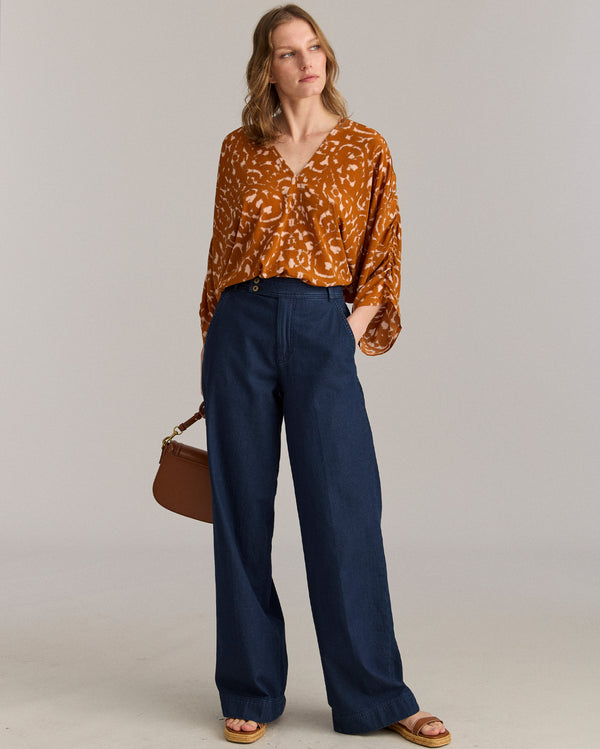 Billy Reid Moroccan Screen Silk Ruched Blouse – Billy Reid