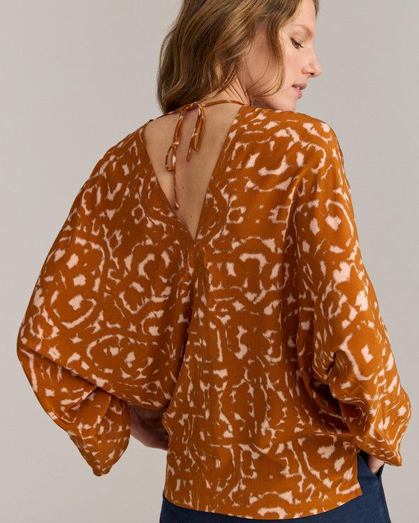 Billy Reid Moroccan Screen Silk Ruched Blouse – Billy Reid