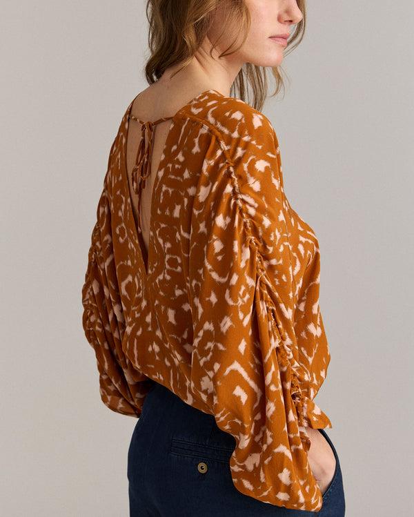 Billy Reid Moroccan Screen Silk Ruched Blouse – Billy Reid
