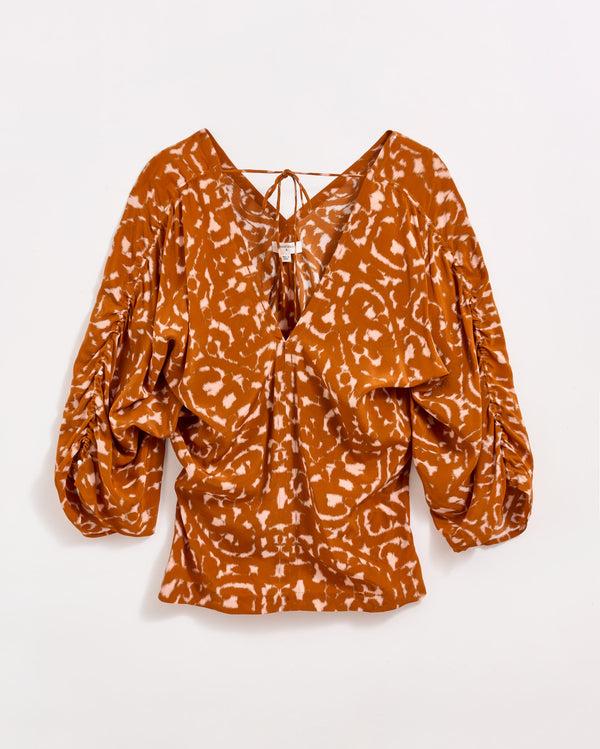 billy reid Moroccan Screen Silk Ruched Blouse – Billy Reid