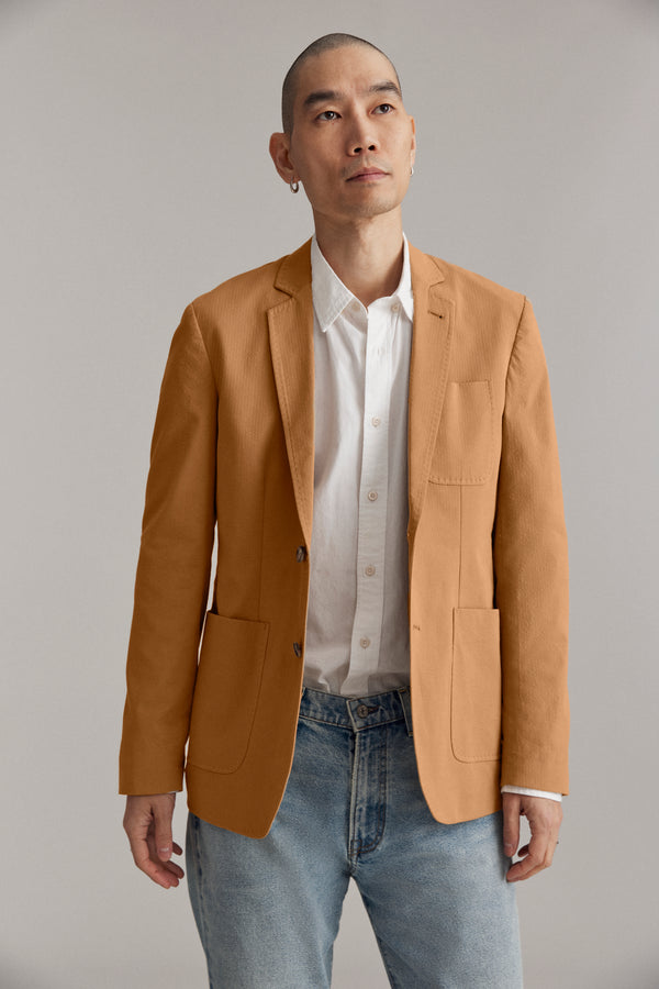 Billy Reid Seersucker Archie Jacket In British Khaki