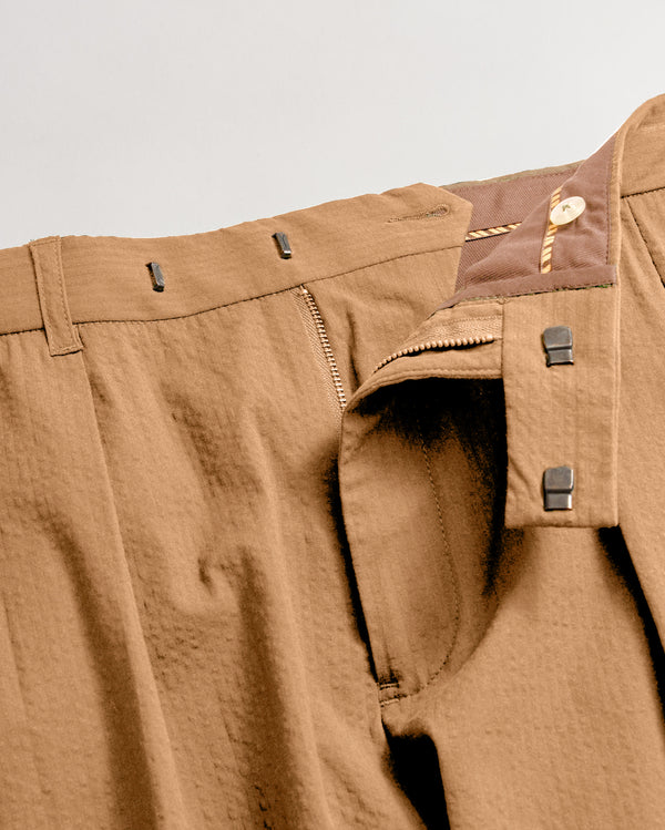 Billy Reid Seersucker Double Pleated Trousers British Khaki