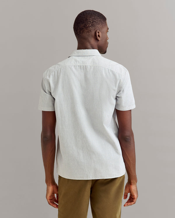 Billy Reid Selvedge Work Shirt Short-Sleeve White/Carbon Blue