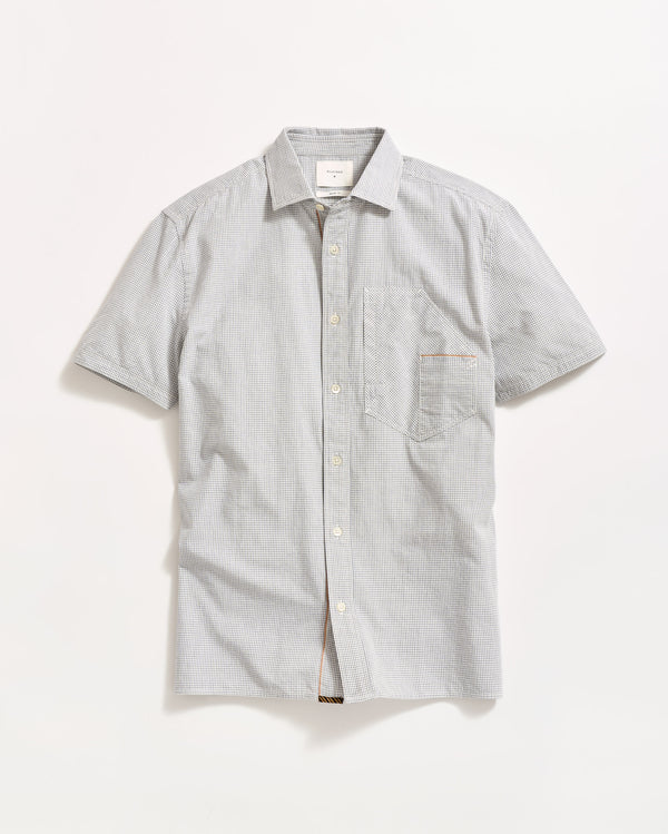 billy reid Selvedge Work Shirt Short-Sleeve White/Carbon Blue