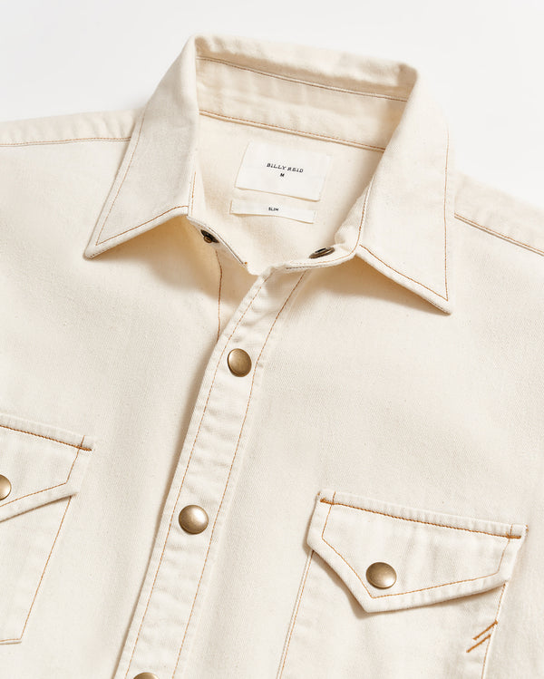 Billy Reid Shoals Twill Shirt - Organic Cotton Antique Brass Snaps – Billy Reid