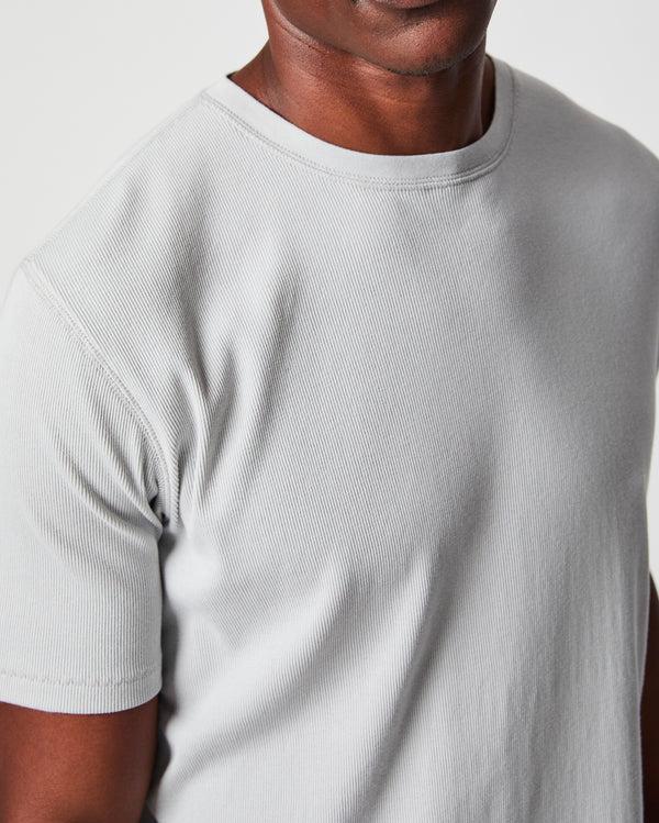 Billy Reid Short Sleeve Rib Crew In Silver By Billy Reid