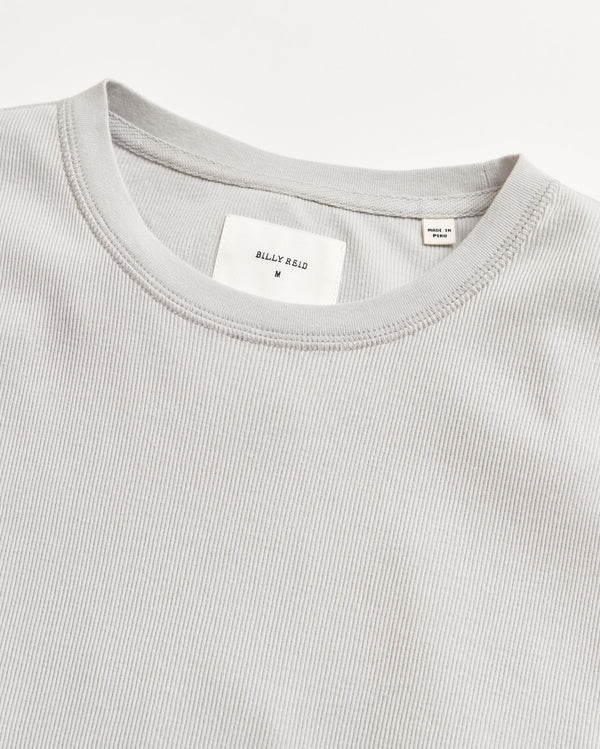 Billy Reid Short Sleeve Rib Crew In Silver By Billy Reid