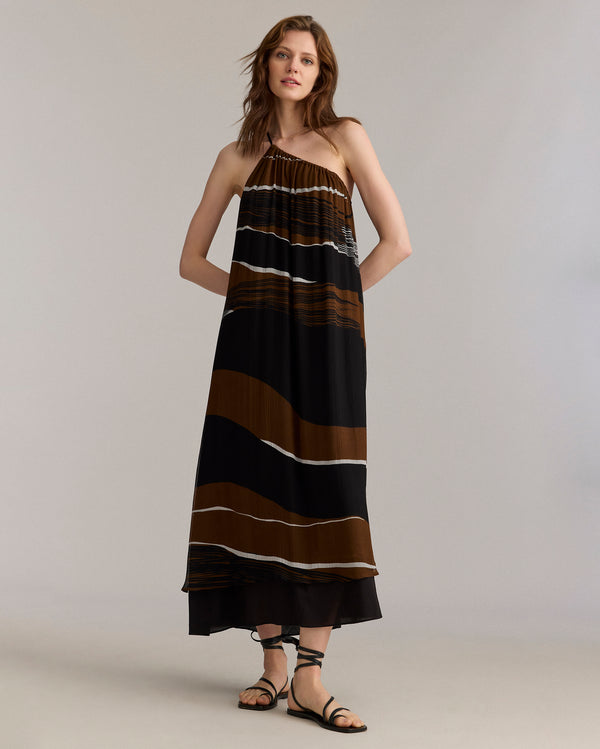 Billy Reid Silk Cocktail Dress With Desert Wave Design