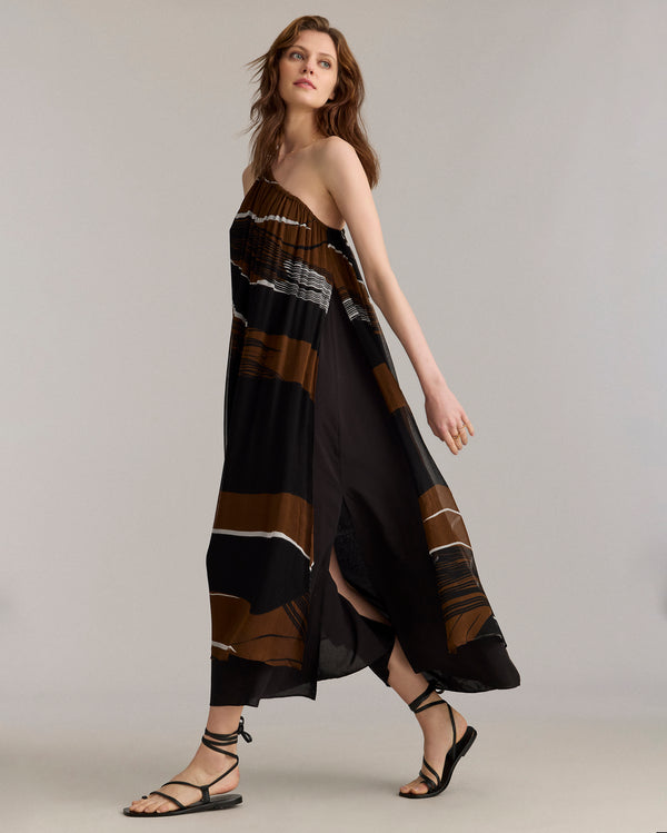 Billy Reid Silk Cocktail Dress With Desert Wave Design