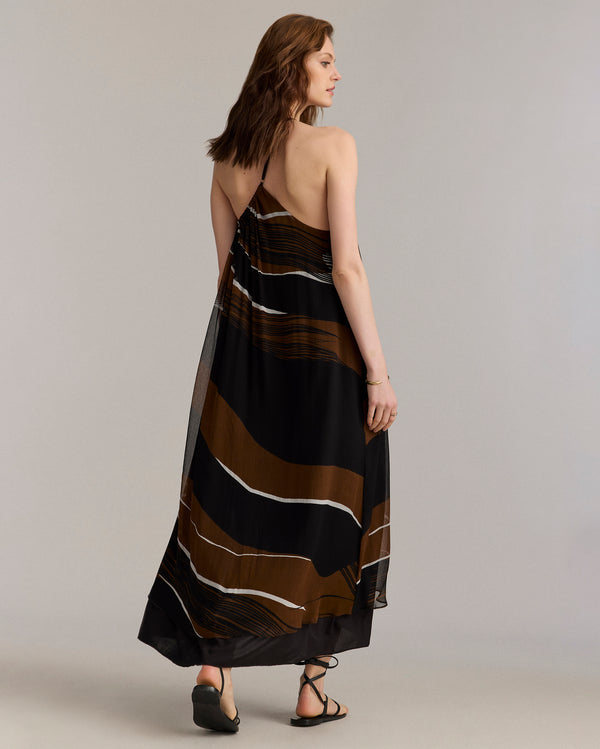 Billy Reid Silk Cocktail Dress With Desert Wave Design