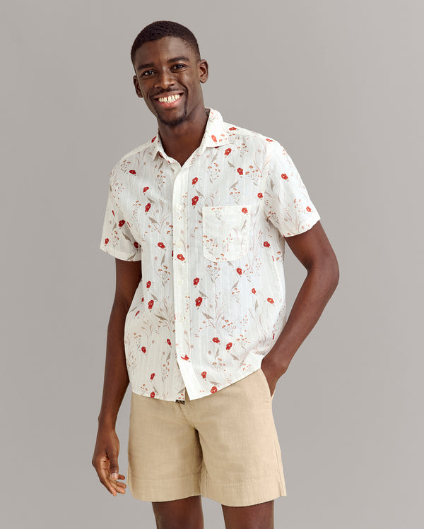 Billy Reid Textural Poppy Treme Shirt In Tinted White
