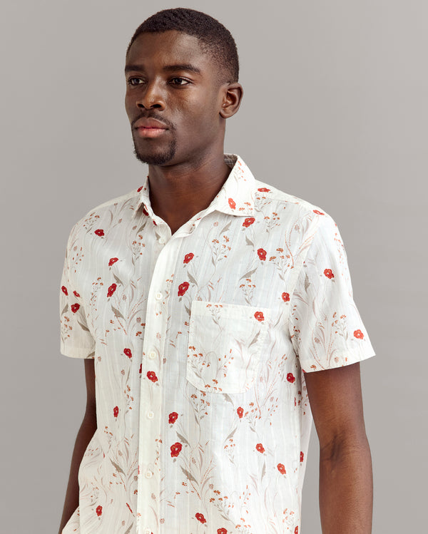 Billy Reid Textural Poppy Treme Shirt In Tinted White