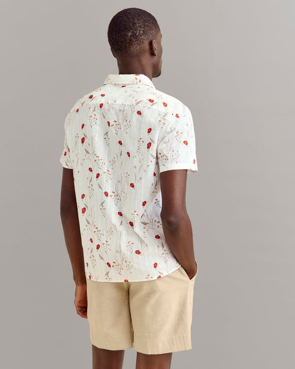 Billy Reid Textural Poppy Treme Shirt In Tinted White