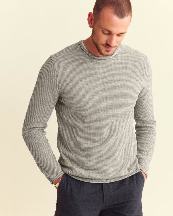 Billy Reid Tuck Stripe Crew - Classic Crew Neck With Textured Stripe – Billy Reid