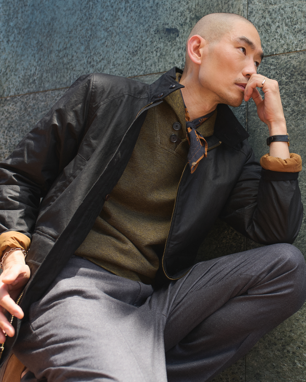 Billy Reid Waxed Hunting Jacket With Moleskin Liner