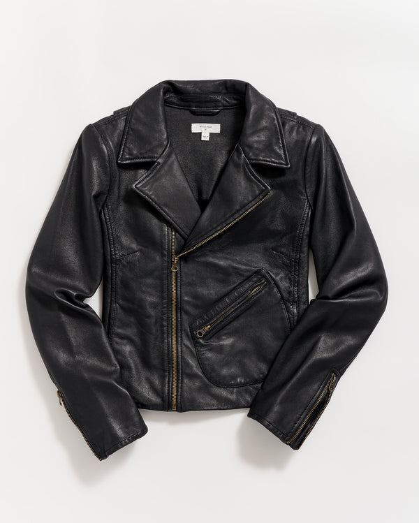 billy reid Women's Classic Moto Leather Jacket - Crafted From Lambskin & Antique Brass Details – Billy Reid