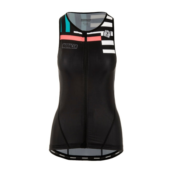bioracer TRI TOP ZIPPER WOMEN Blue - BEACH ZEBRA