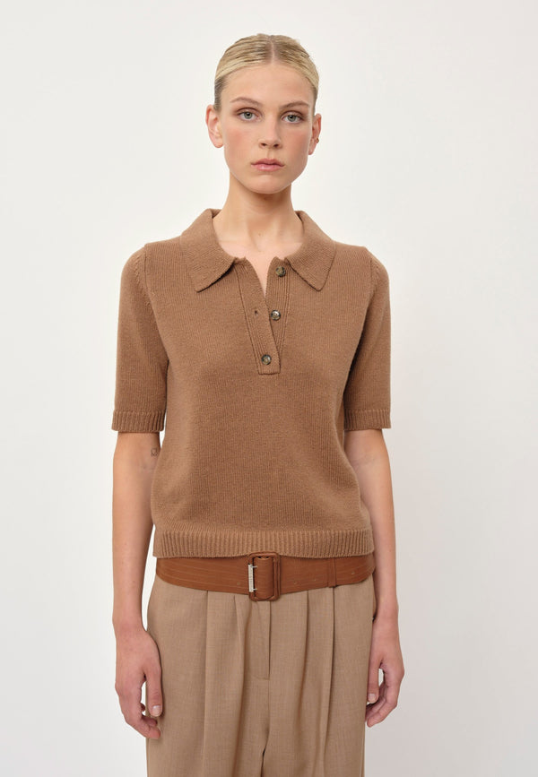 Birgitte Herskind Alberto Knit Polo Blouse - Brown Sugar Brown Sugar