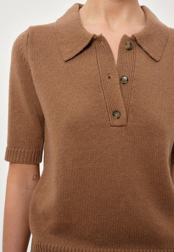 Birgitte Herskind Alberto Knit Polo Blouse - Brown Sugar Brown Sugar