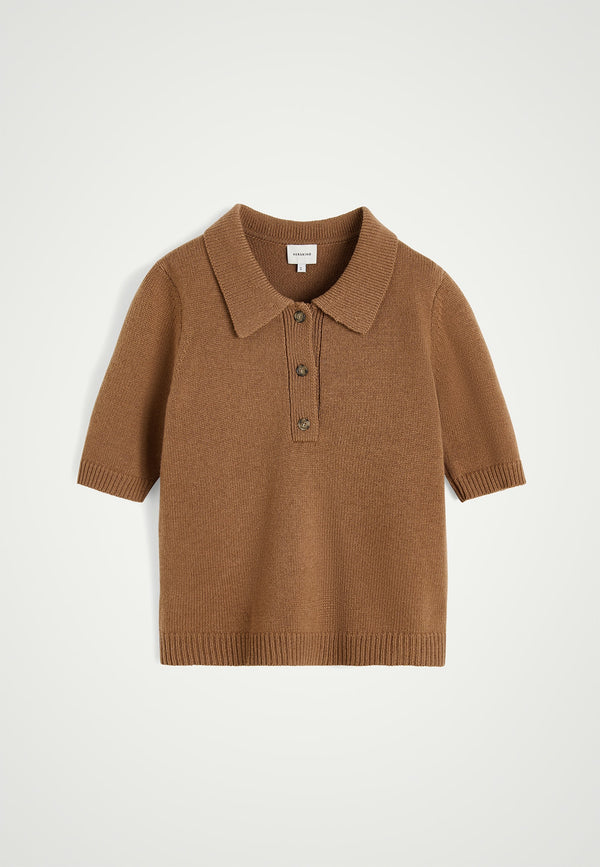 birgitte herskind Alberto Knit Polo Blouse - Brown Sugar Brown Sugar