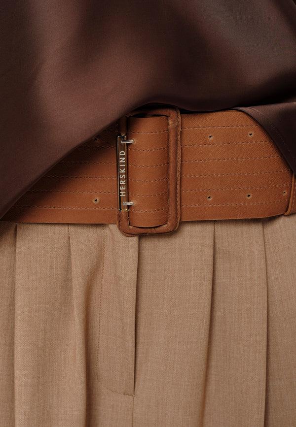 Birgitte Herskind Wide Leather Belt - Cognac Cognac