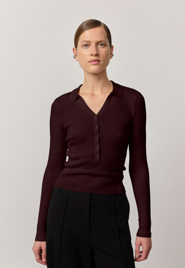 Birgitte Herskind Finn Knit Blouse - Wine Red Wine Red