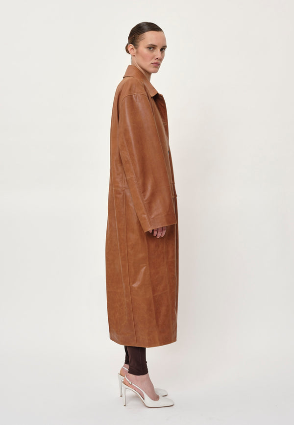 Birgitte Herskind Halston Leather Coat - Cognac Cognac