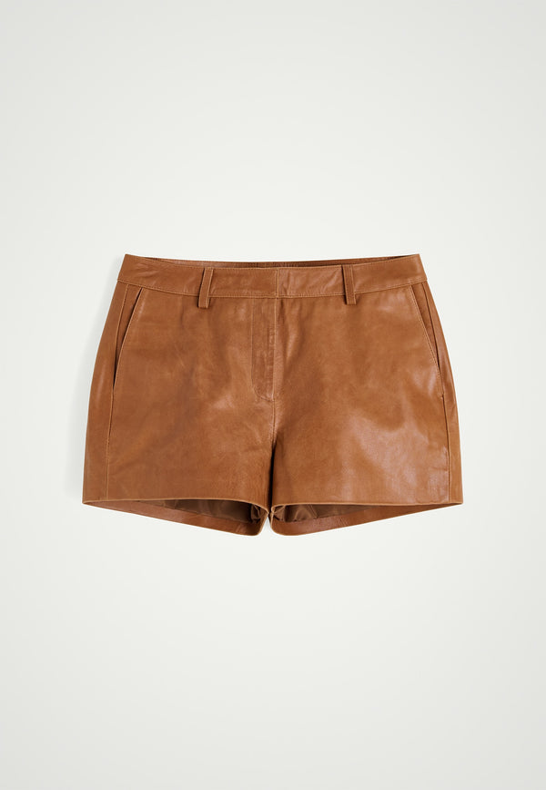 birgitte herskind Holly Leather Shorts - Cognac Cognac