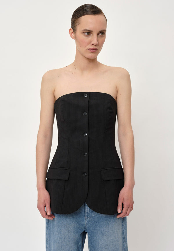 Birgitte Herskind Jacqui Corsage - Dark Grey Pinstripe Dark Grey Pinstripe