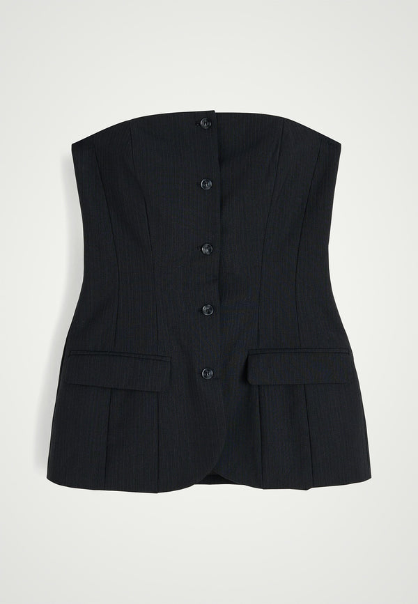 birgitte herskind Jacqui Corsage - Dark Grey Pinstripe Dark Grey Pinstripe