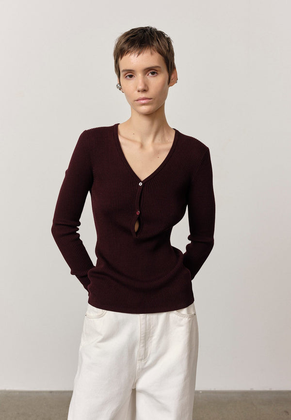 birgitte herskind Oscar Knit Blouse - Wine Red Wine Red