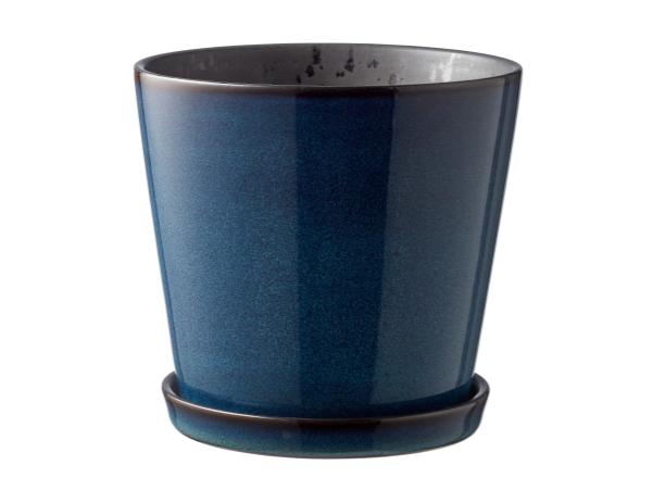 Bitz BITZ Flowerpot Dia. 14 Cm Dark Blue/black
