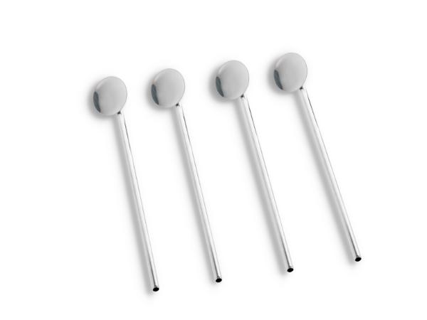 bitz Funktion Spoon straw 4 pcs Silver