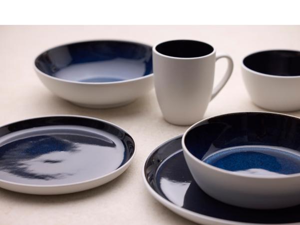 Bitz BITZ Gastro Plate Dia 21 X 2 Cm White/Dark Blue