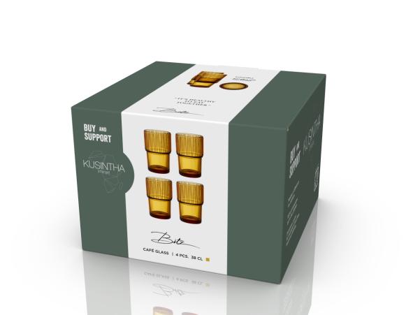 Bitz BITZ Kusintha Café Glass 12 5 Cm 38 Cl 4 Pcs Amber