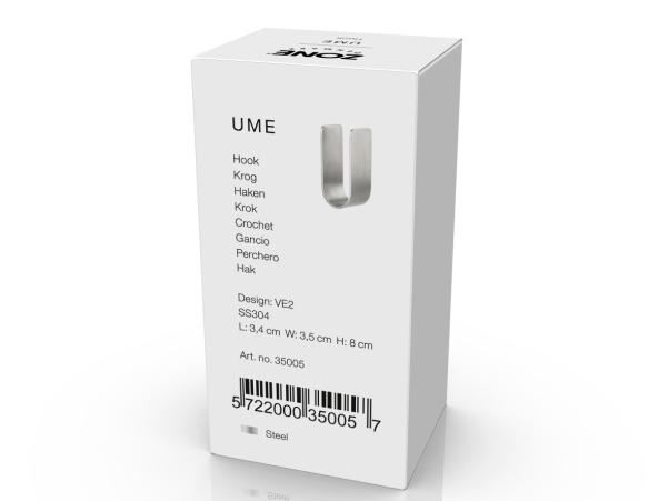 Bitz Zone Denmark Ume Hook 3 5 X 3 4 X 8 Cm Steel