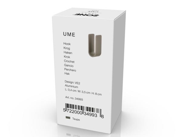 Bitz Zone Denmark Ume Hook 3 5 X 3 4 X 8 Cm Taupe