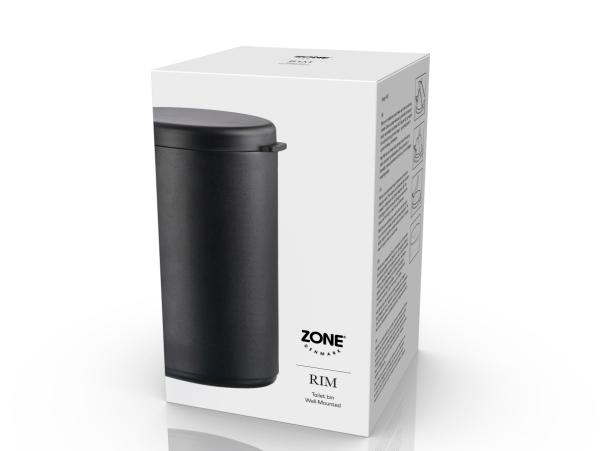 Bitz Zone Rim Toilet Bin For Wall 3.3 Liter Black