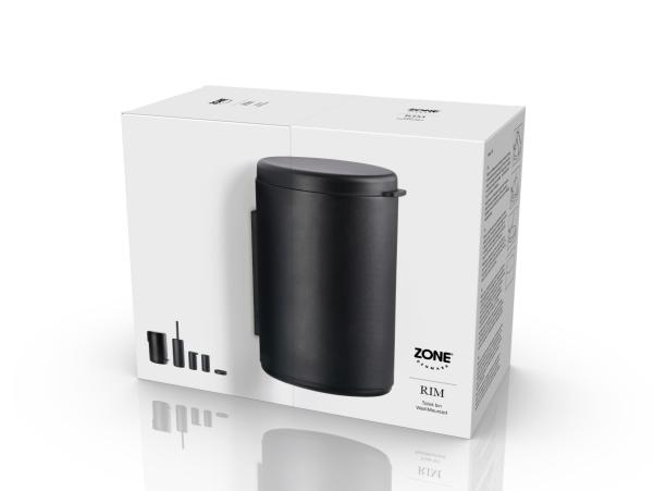 Bitz Zone Rim Toilet Bin For Wall 3.3 Liter Black