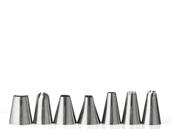 bitz Blomsterbergs Icing tip set in storage tin 7 pcs