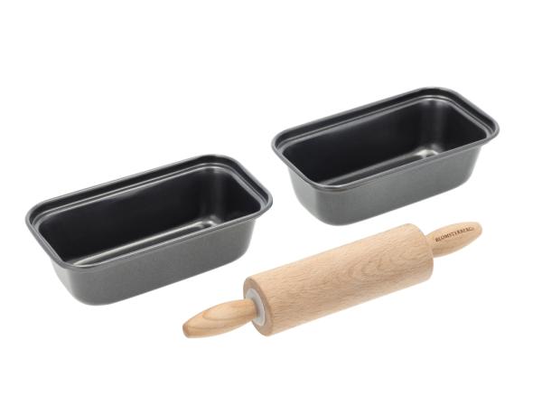 bitz Blomsterbergs Mini loaf pan set w. rolling pin 3 parts