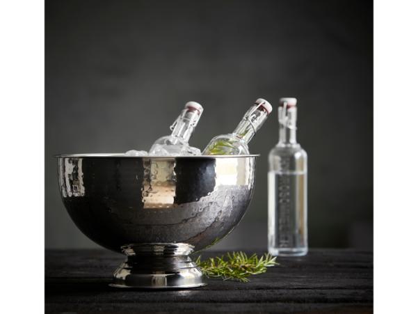 Bitz Champagne Bowl Dia 38 Cm Hammered Glossy Steel