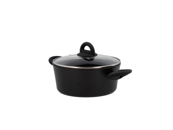 bitz Funktion Ceramica Pot with glass lid Dia 22 x 9.5 cm 2.5 liter Black