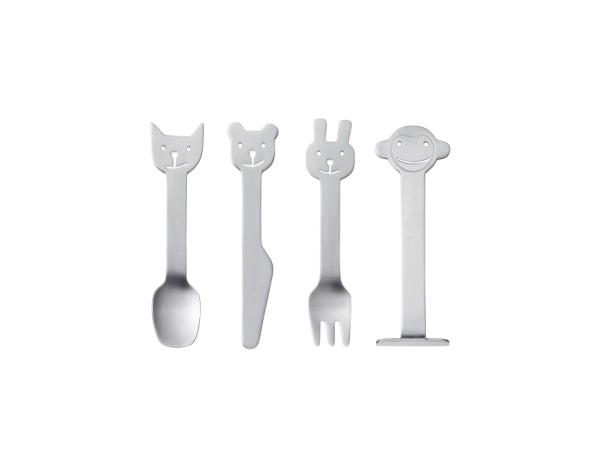 bitz Gense Animal Friends Children's cutlery 4 parts Matte steel