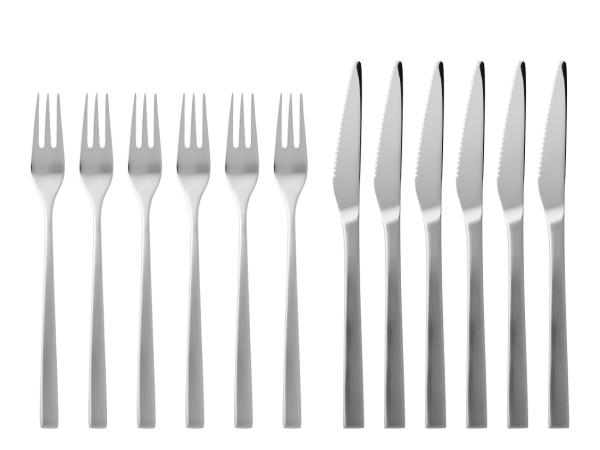 bitz Gense Fuga Steak cutlery 12 parts Matte/blank steel