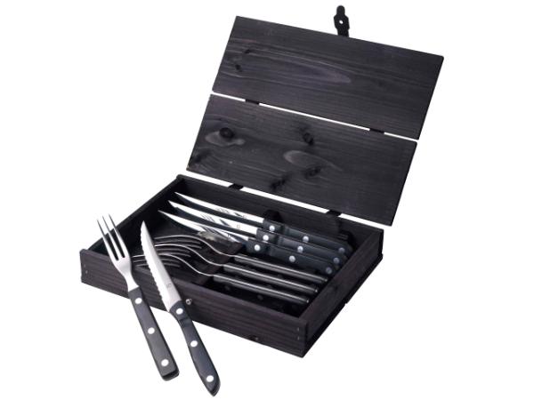 bitz Gense Old Farmer Black Steak cutlery 8 parts Black/Steel