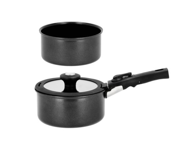 bitz HOLM Cookware set removable handle 1 1 + 2 4 liter Black